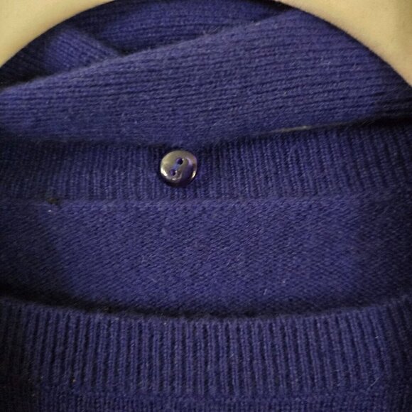 Stunning Royal Blue Crewneck Cashmere Sweater Matching Scarf Size S - Picture 4 of 4